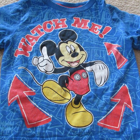Disney‎ Mickey Mouse Pullover T Shirt Boys Size 3T Red Blue Long Sleeve Top Tee - Picture 2 of 3